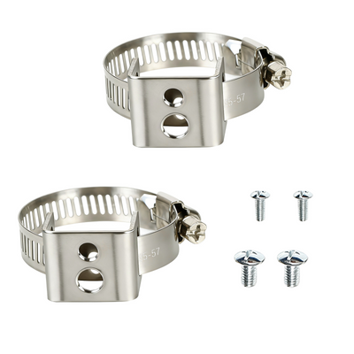 2-Pack Stainless Steel Sign Mounting Brackets for 0.6"-1.2" Poles, Adjustable Ring Clamps Metal Hardware for Street Signs